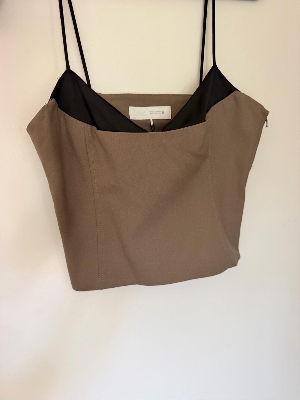 NWT* S Zara Brown & Black Spaghetti Strap Top